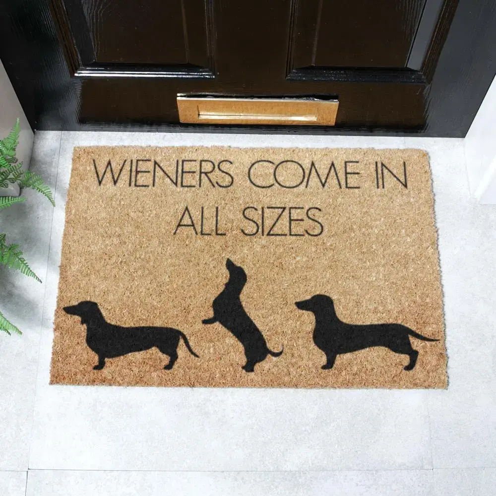 artsy doormats Weiners Come In All Sizes Doormat