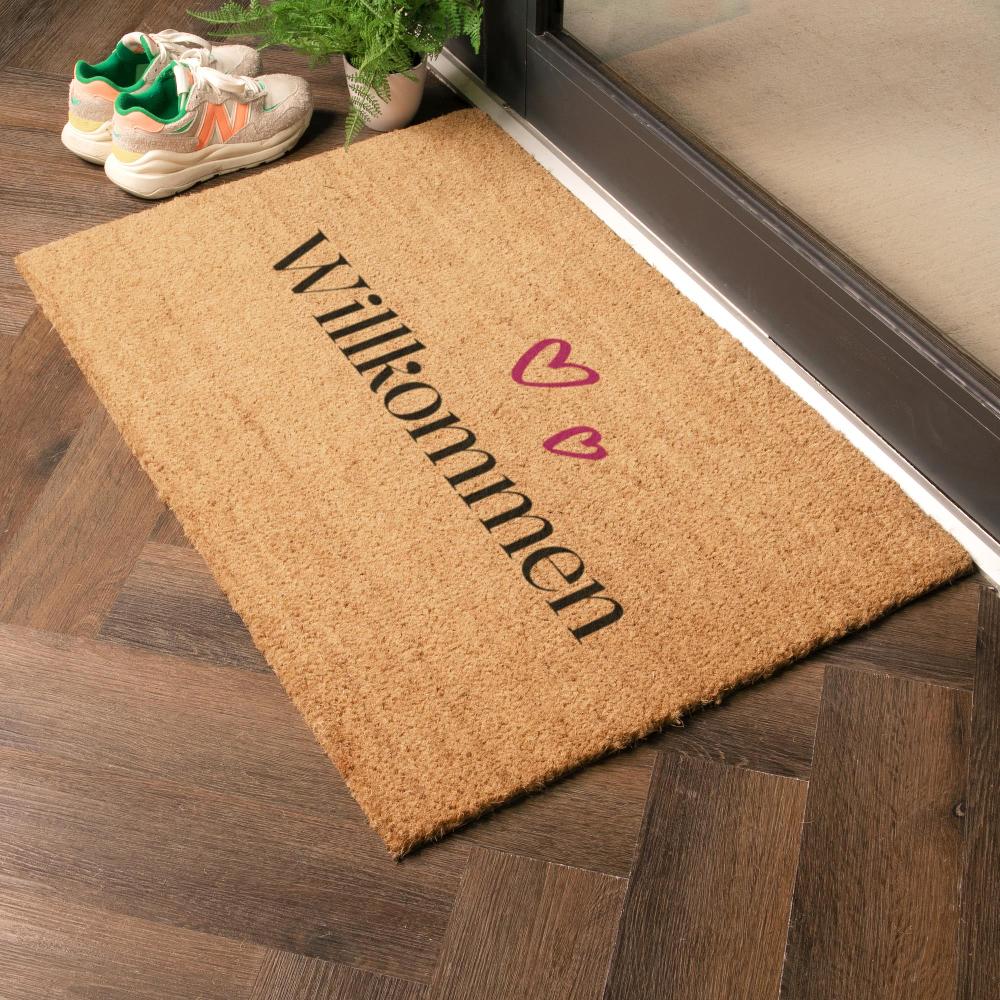 Artsy Doormats Willkommen Hearts Doormat (90 X 60cm)