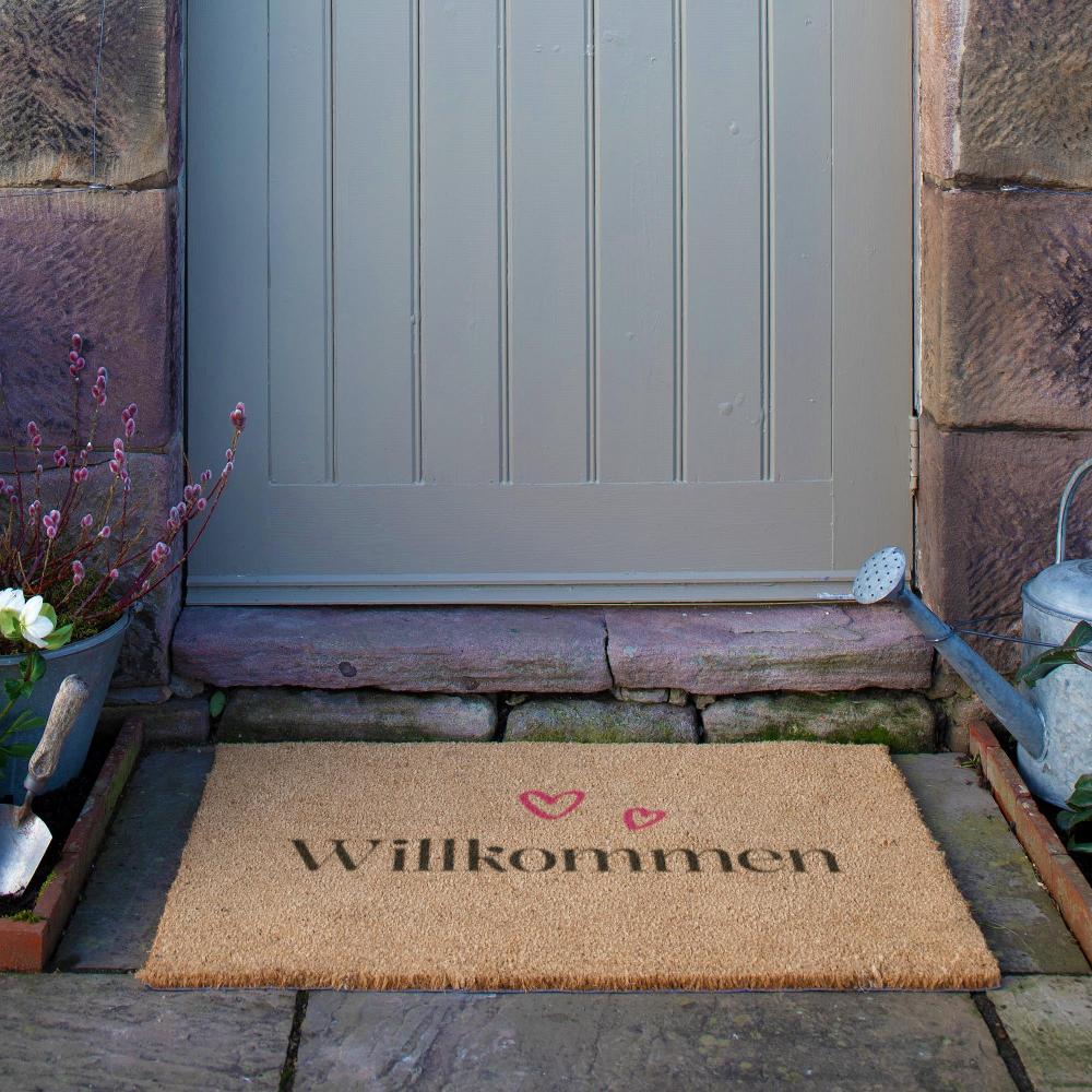 Artsy Doormats Willkommen Hearts Doormat (90 X 60cm)