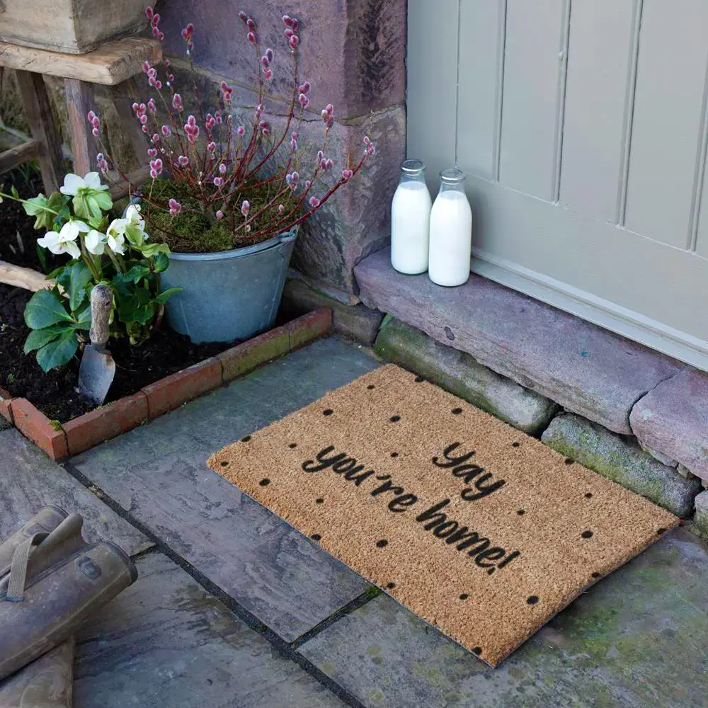 Artsy Doormats Yay You’re Home Spotty Doormat