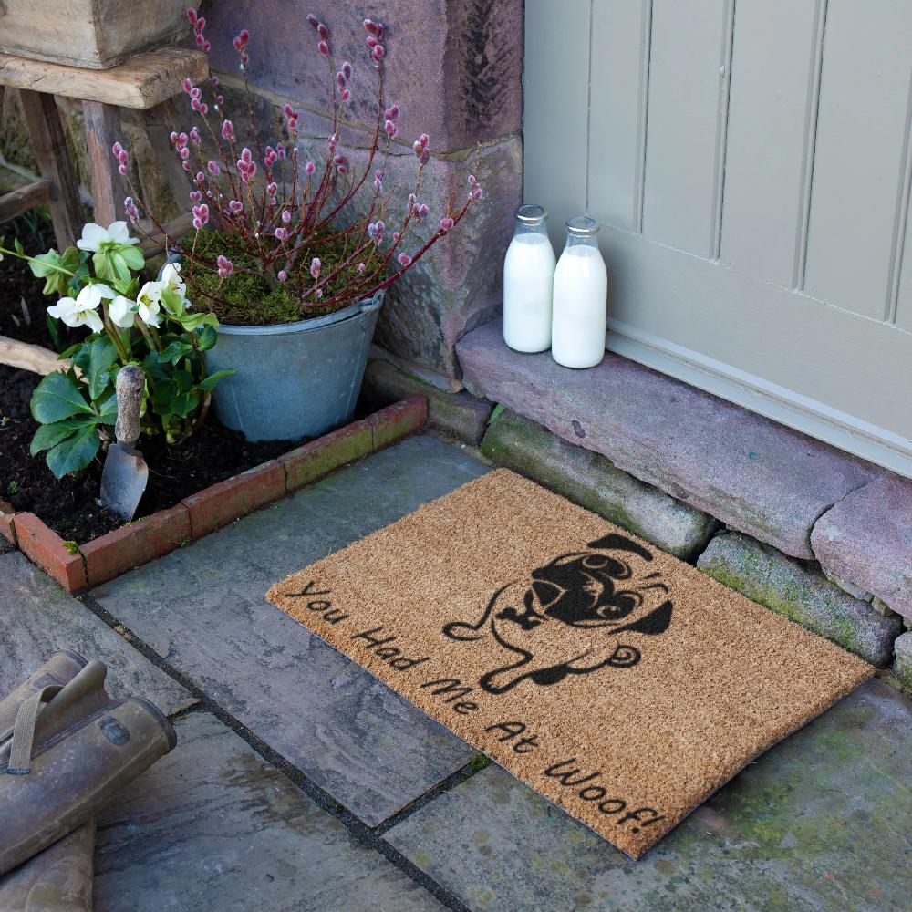 Artsy Doormats You Had Me At Woof Pug Doormat
