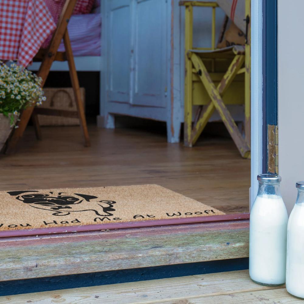 Artsy Doormats You Had Me At Woof Pug Doormat