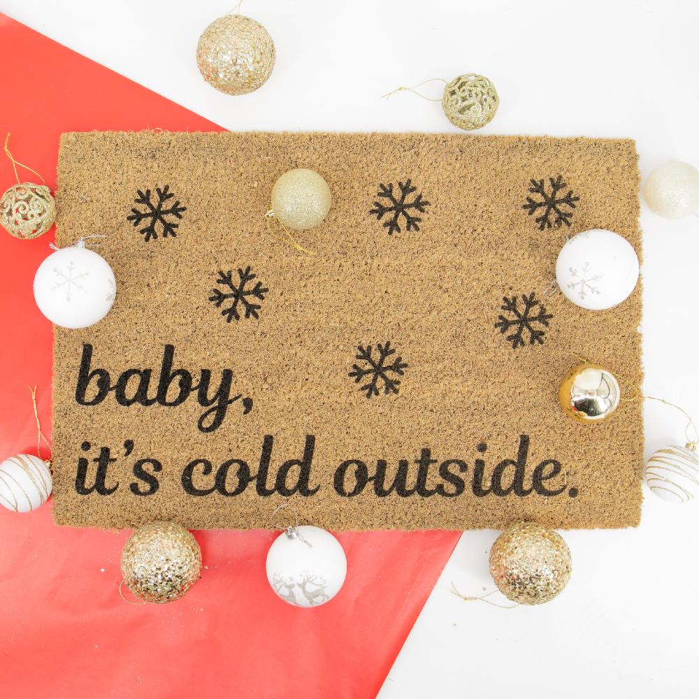 artsy doormats Baby it’s Cold Outside Snowflakes Doormat