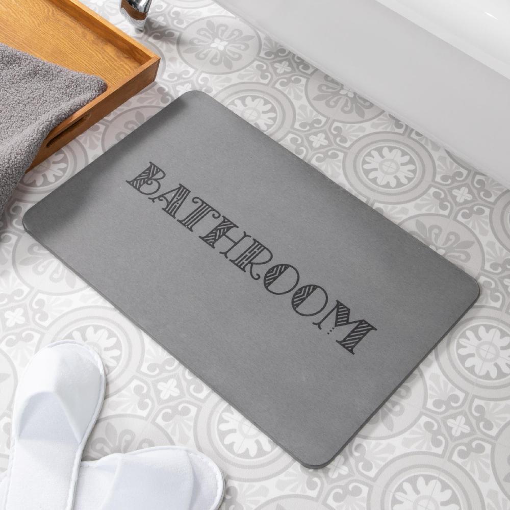 artsy doormats Bathroom Grey Stone Non Slip Bath Mat