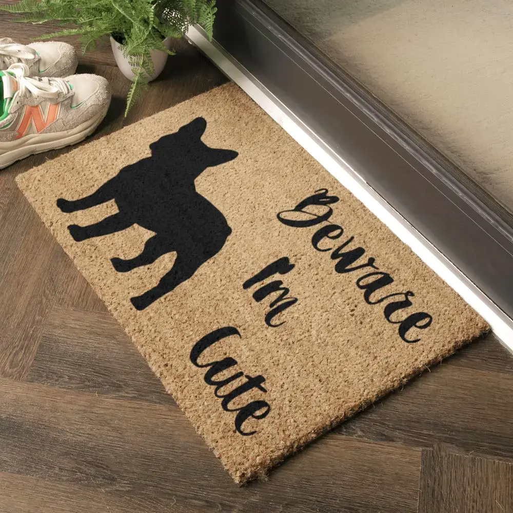Artsy Doormats Beware I’m Cute French Bulldog Doormat