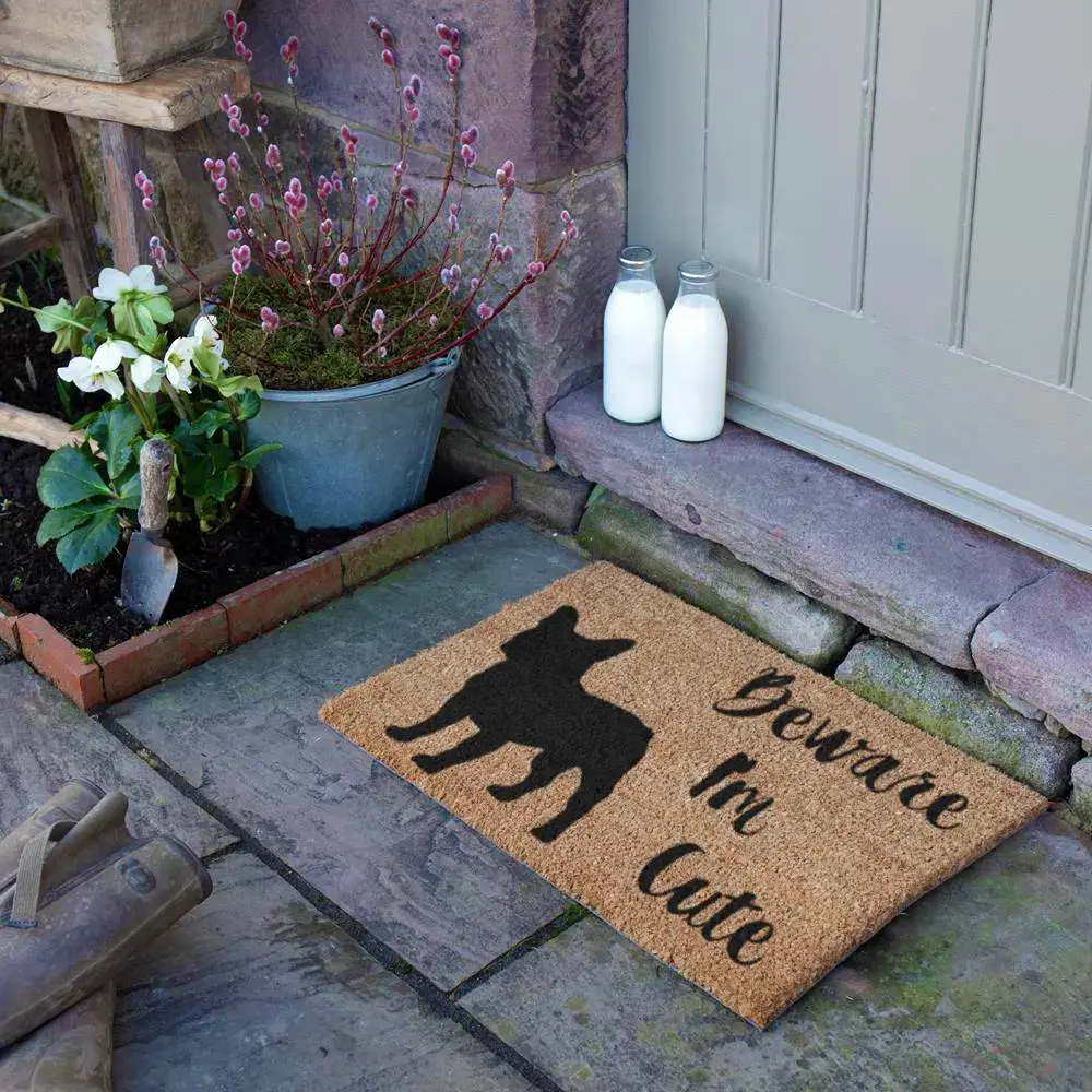 Artsy Doormats Beware I’m Cute French Bulldog Doormat