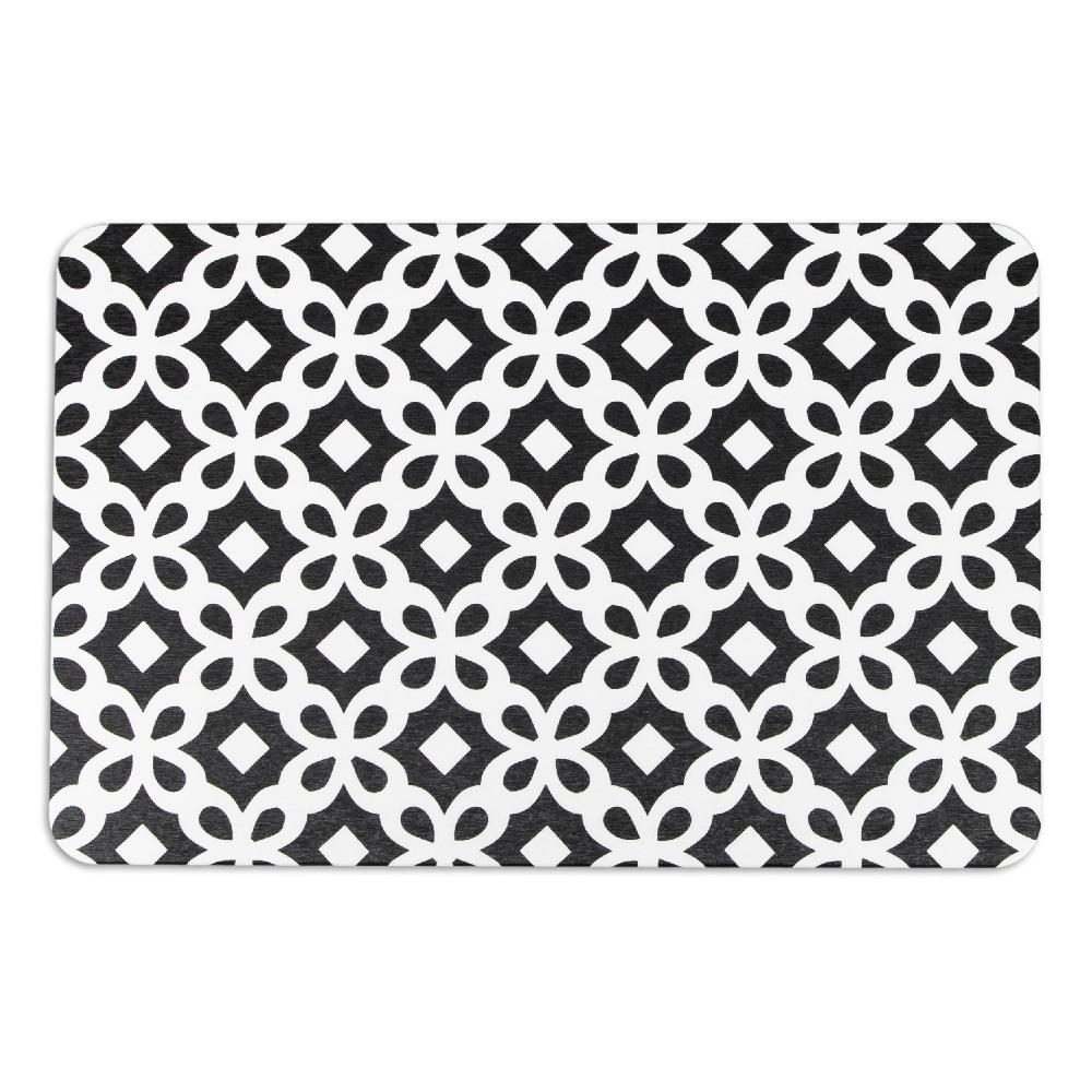 Artsy Doormats Black Pattern White Stone Non Slip Bath Mat