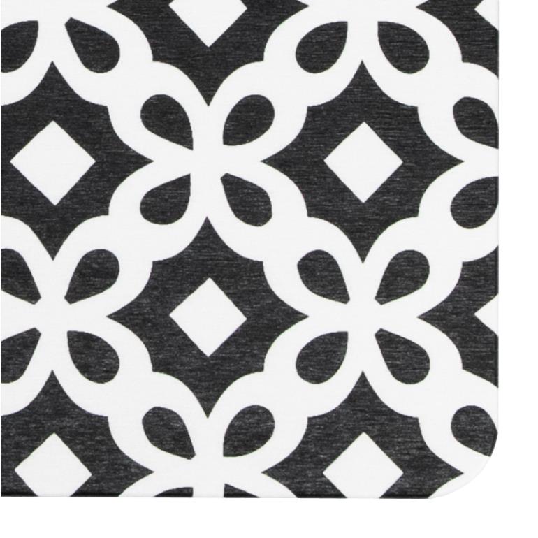 Artsy Doormats Black Pattern White Stone Non Slip Bath Mat