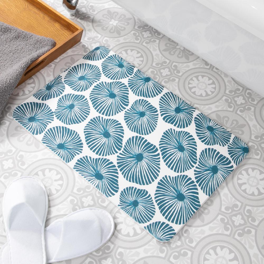 artsy doormats Blue Swirl White Stone Non Slip Bath Mat