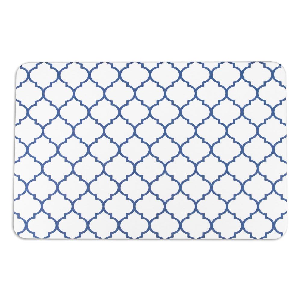 Artsy Doormats Blue Trellis White Stone Non Slip Bath Mat