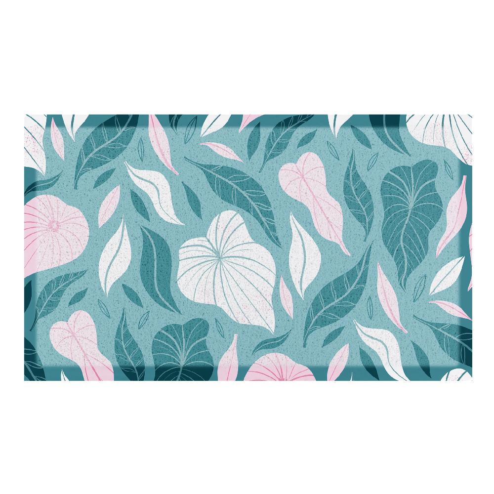 Artsy Doormats Blue Tropical Floral Pattern Doormat X Melissa Donne