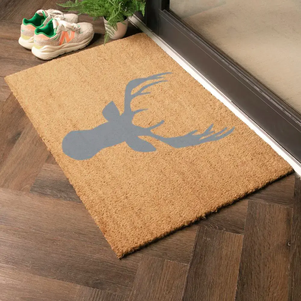 Artsy Doormats Country Stags Head Large Grey Doormat