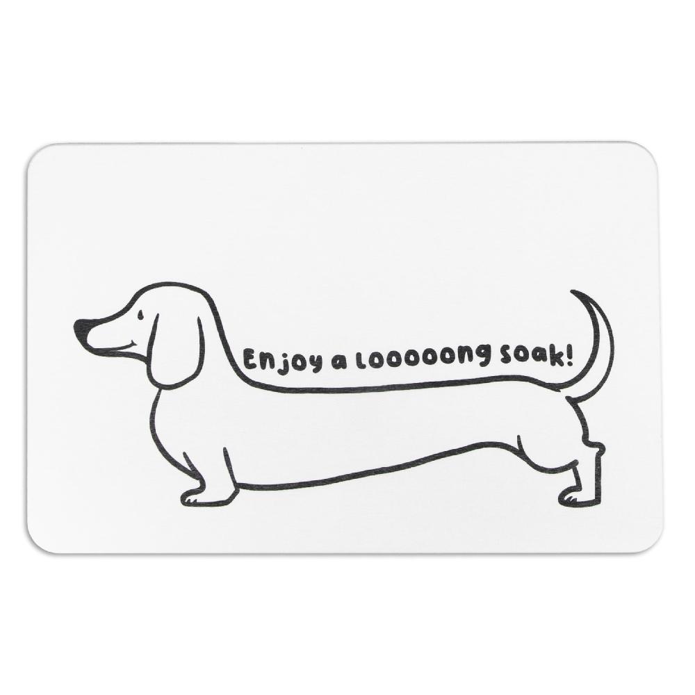 Artsy Doormats Dachshund White Stone Non Slip Bath Mat