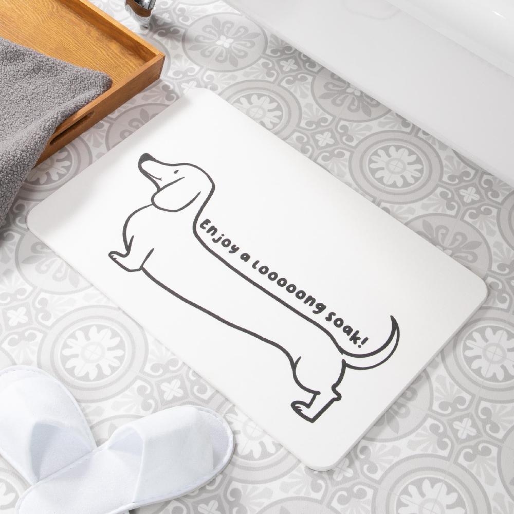 artsy doormats Dachshund White Stone Non Slip Bath Mat
