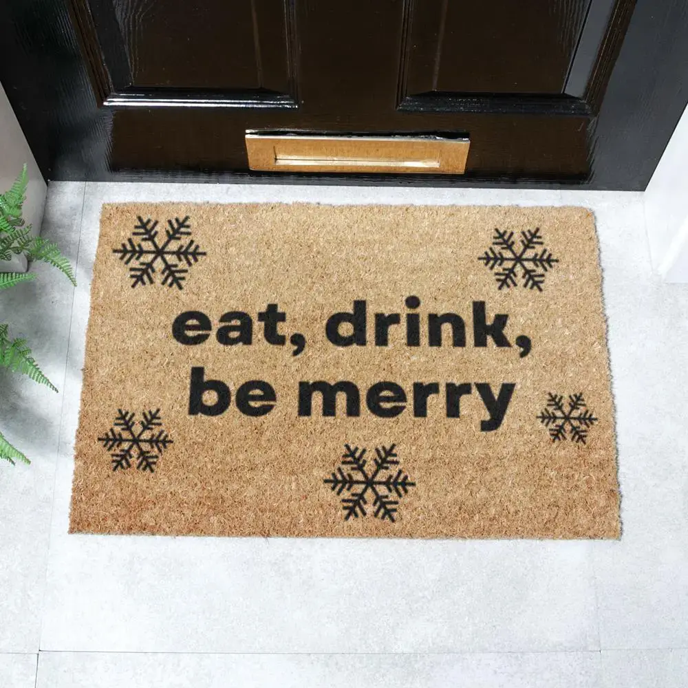 artsy doormats Eat Drink Be Merry Christmas Doormat
