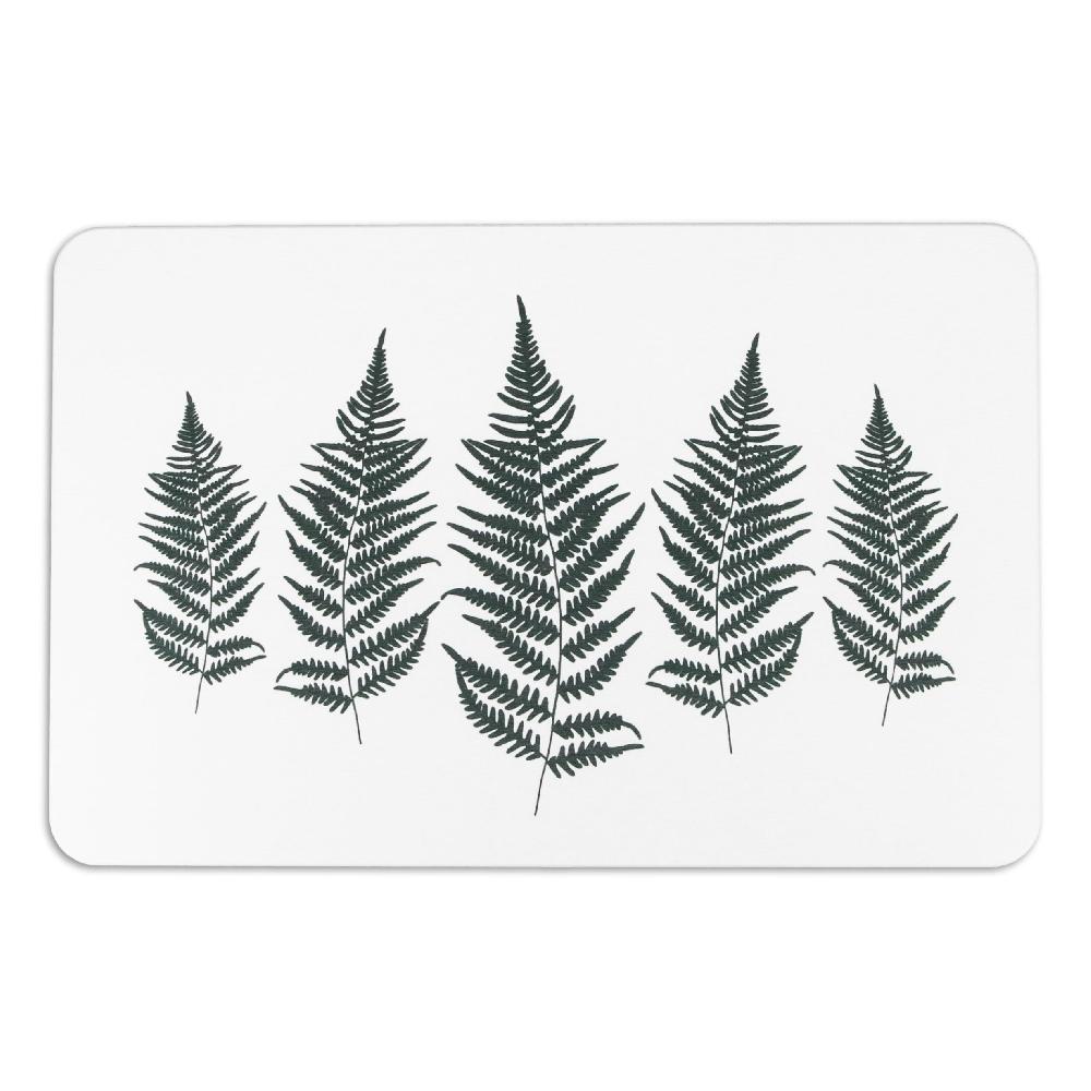 Artsy Doormats Fern Leaf White Stone Non Slip Bath Mat