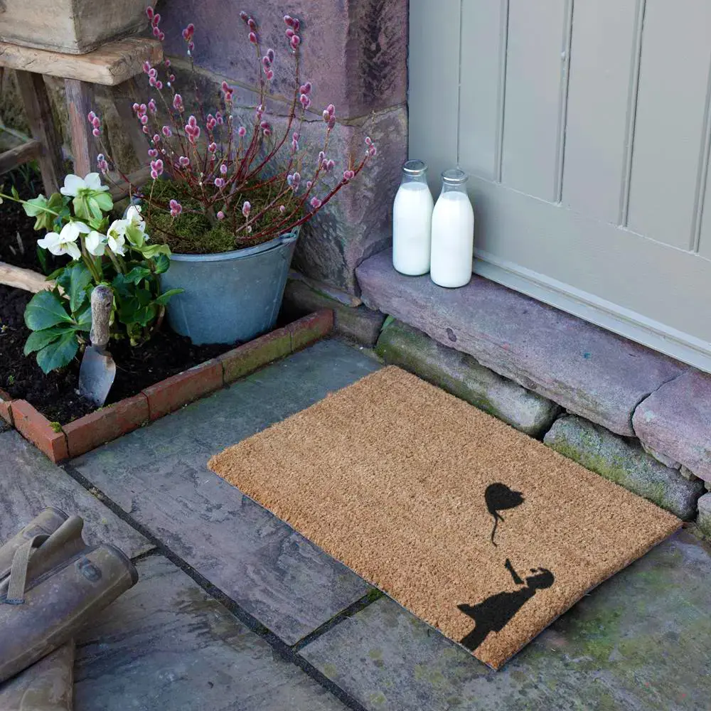 Artsy Doormats Girl With A Balloon Graffiti Doormat