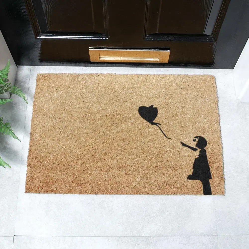 artsy doormats Girl with a Balloon Graffiti Doormat