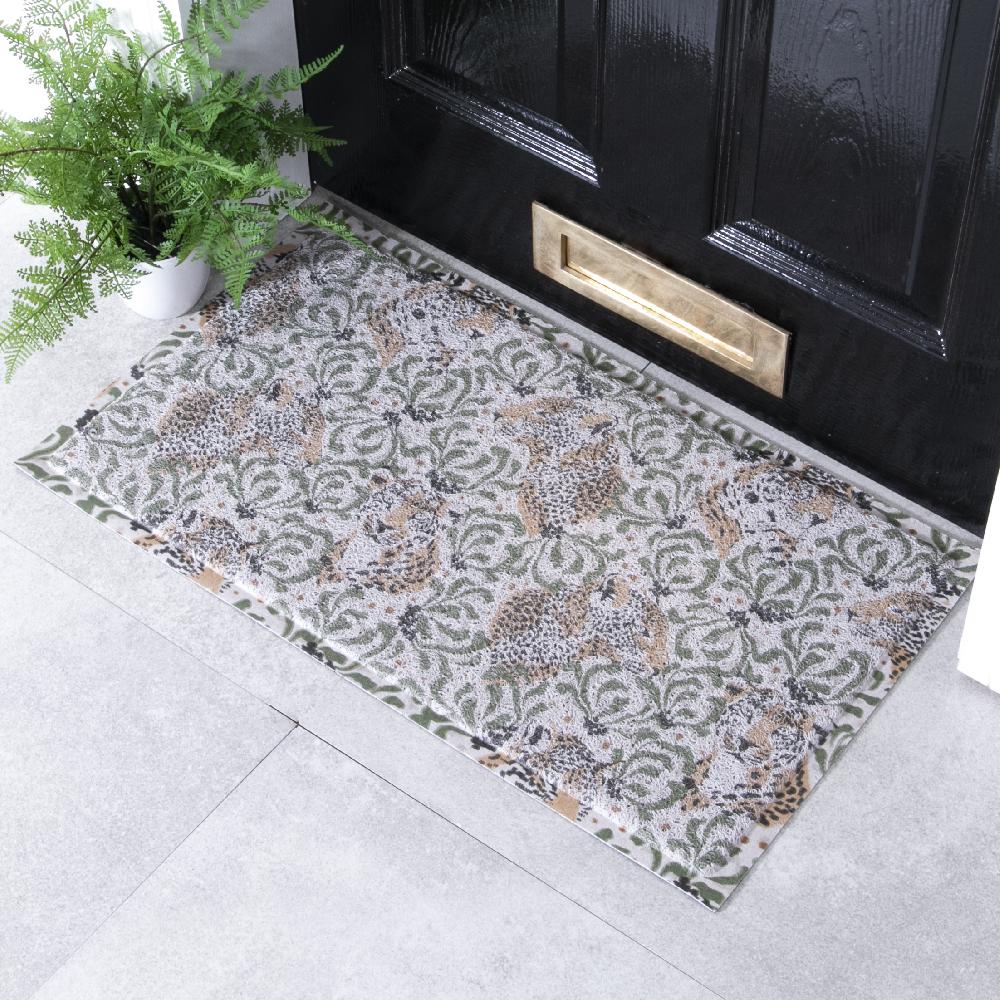artsy doormats Green Leopard Leaf Doormat (70 x 40cm)