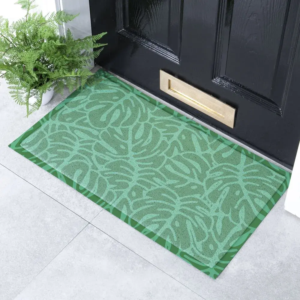 artsy doormats Green Monstera Pattern Indoor & Outdoor Doormat – 70x40cm