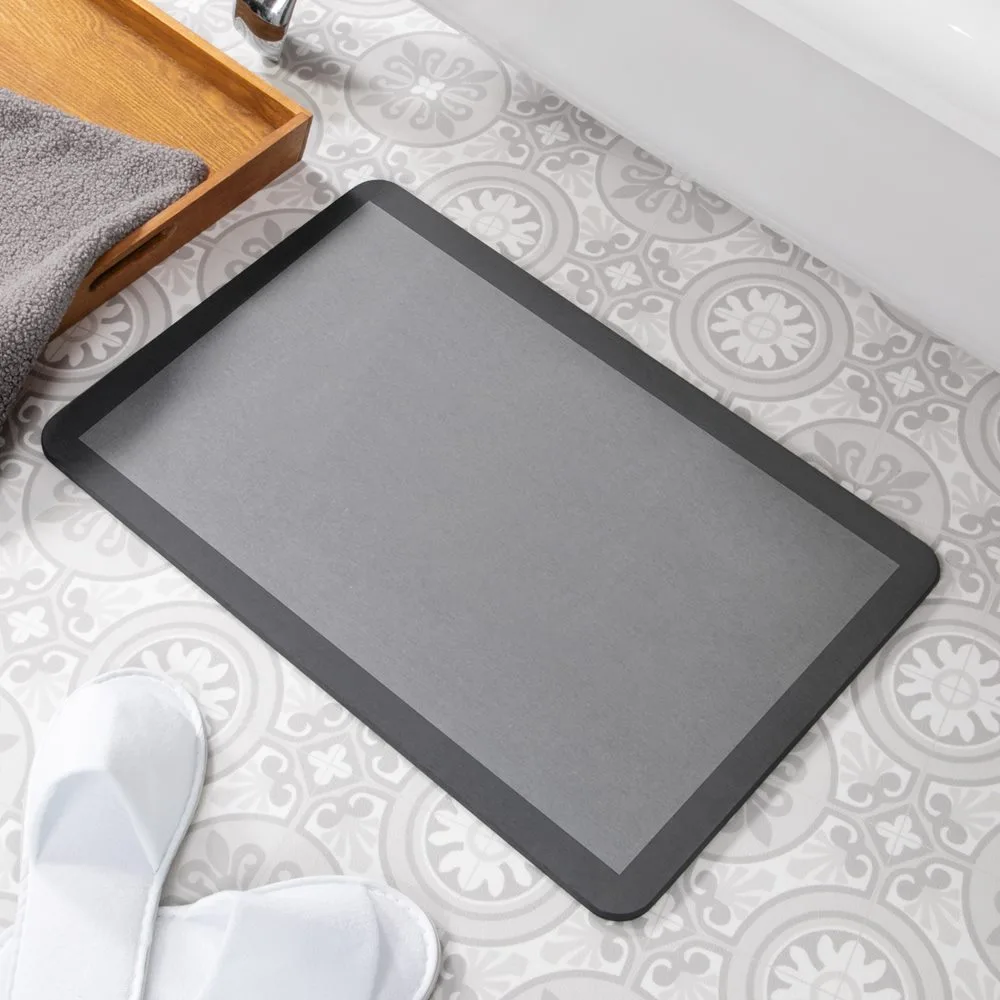 artsy doormats Grey Border Grey Stone Non Slip Bath Mat