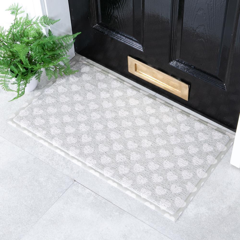 artsy doormats Grey Heart Pattern Doormat (70 x 40cm)