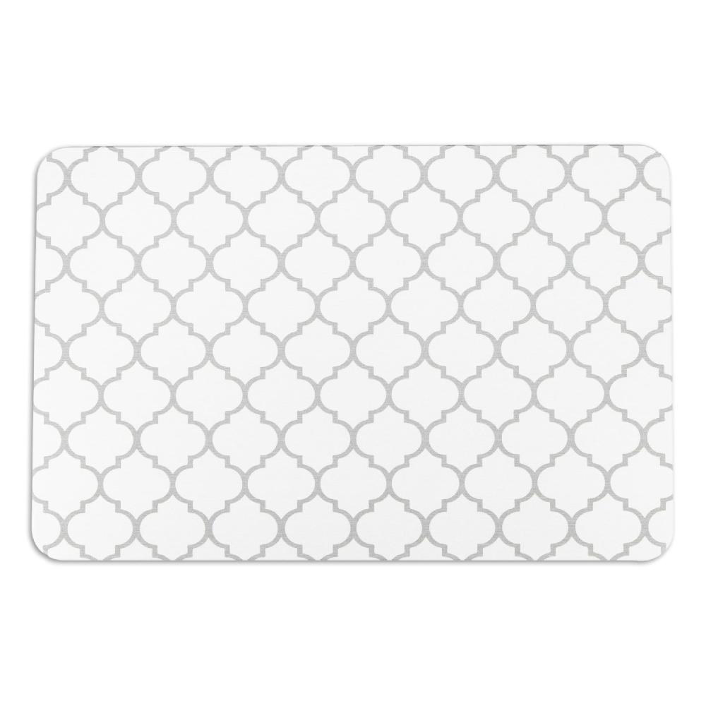 Artsy Doormats Grey Trellis White Stone Non Slip Bath Mat