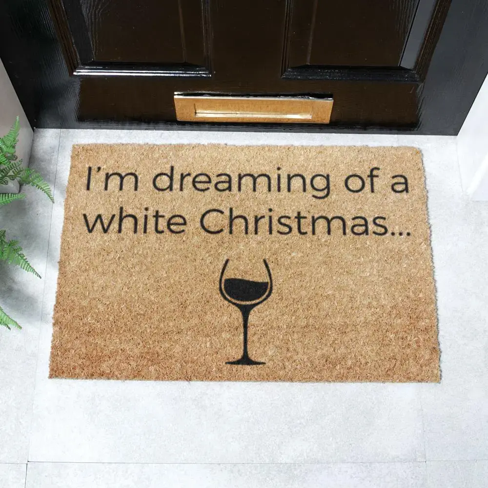 artsy doormats I’m Dreaming of A White Wine Christmas Doormat