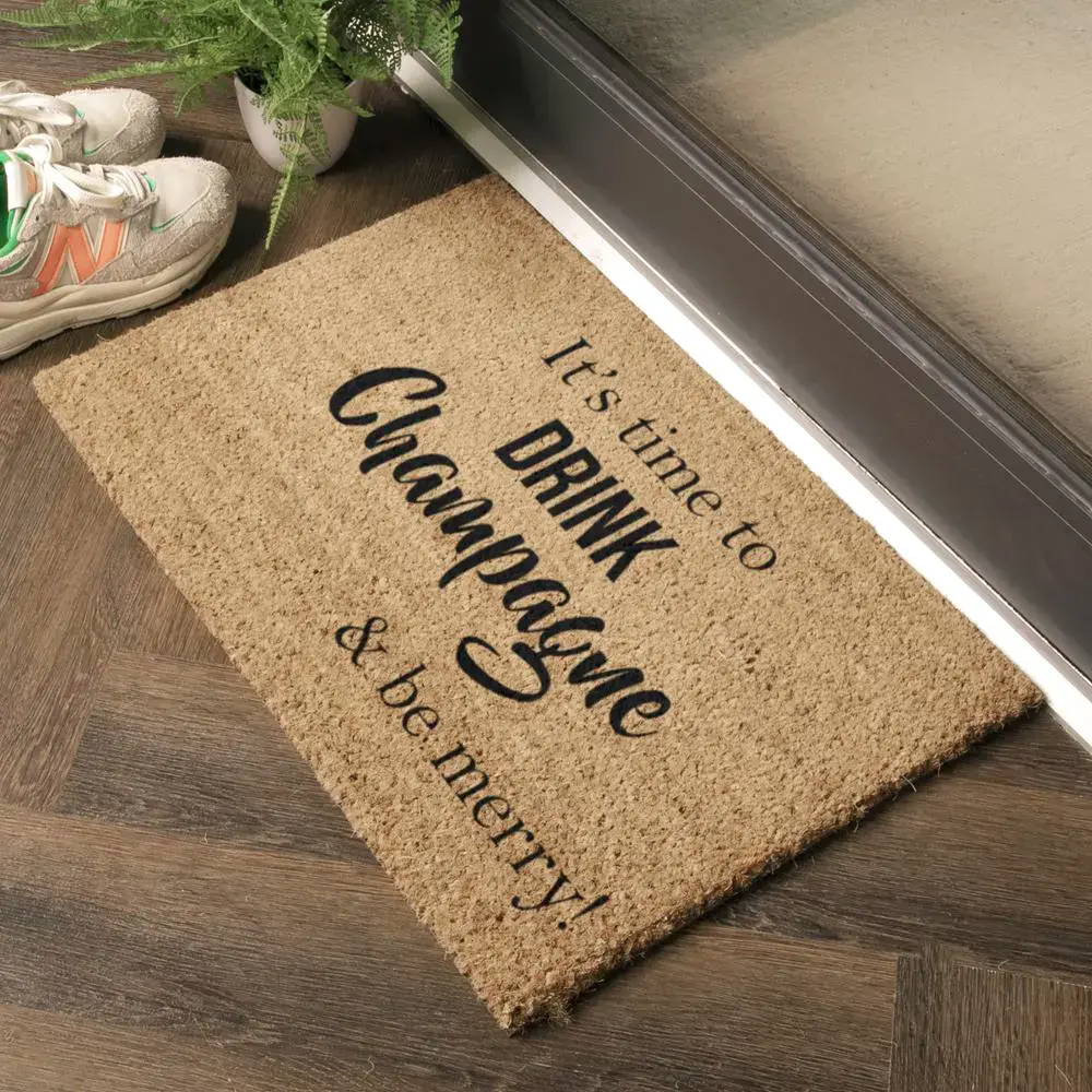 Artsy Doormats It’s Time To Drink Champagne & Be Merry Doormat