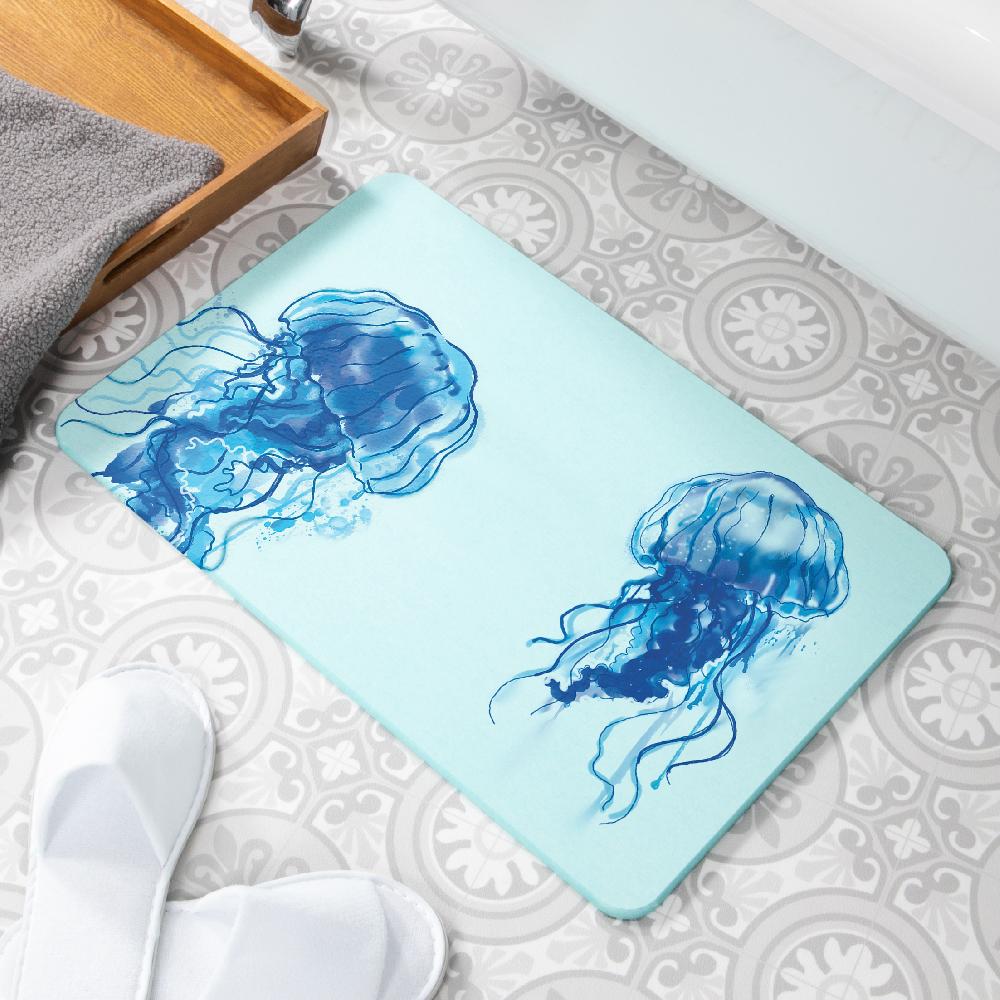 artsy doormats Jellyfish Blue Non Slip Stone Bath Mat