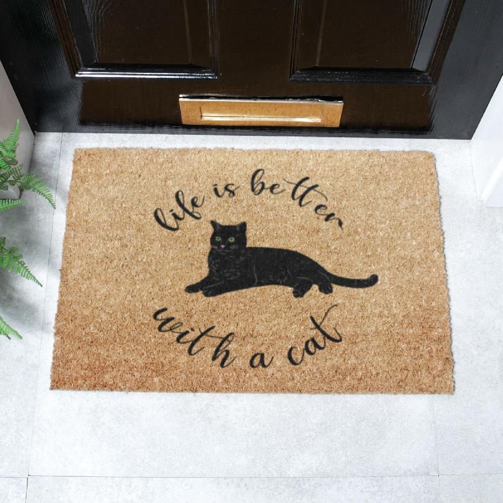 artsy doormats Life Is Better With A Cat Doormat (60 x 40cm)