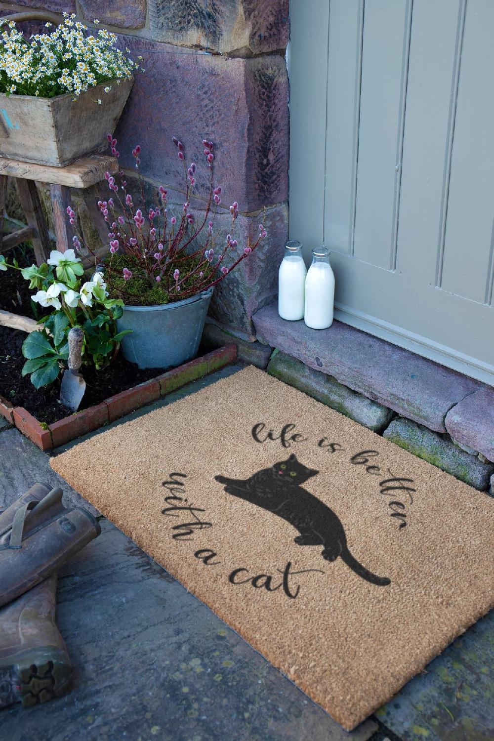 Artsy Doormats Life Is Better With A Cat Doormat (90 X 60cm)