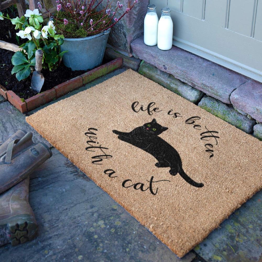 artsy doormats Life Is Better With A Cat Doormat (90 x 60cm)