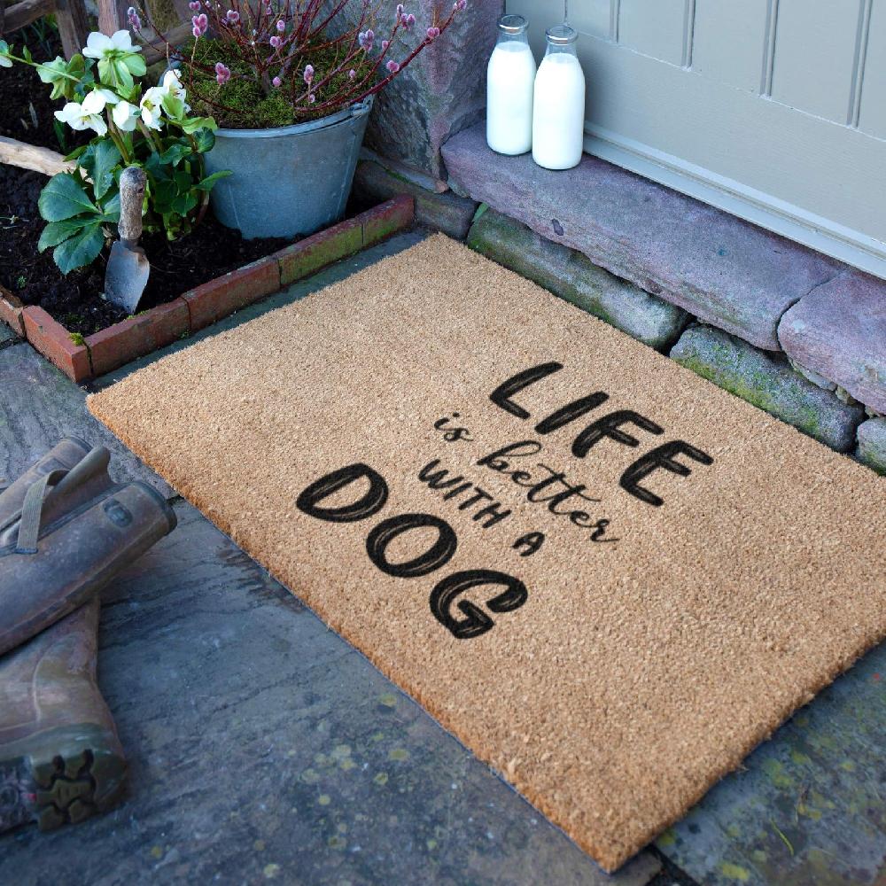 artsy doormats Life Is Better With A Dog Doormat (90 x 60cm)