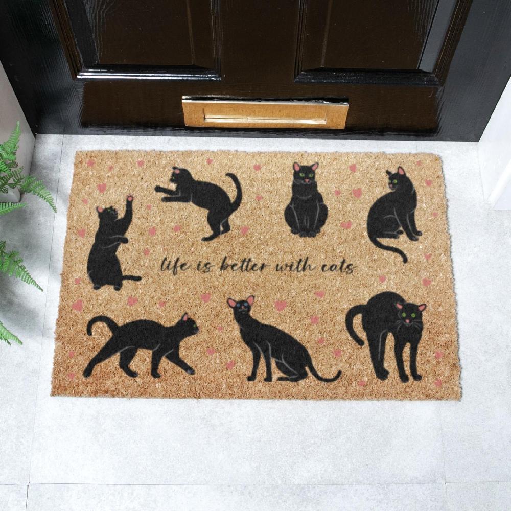 artsy doormats Life Is Better With Cats Doormat (60 x 40cm)