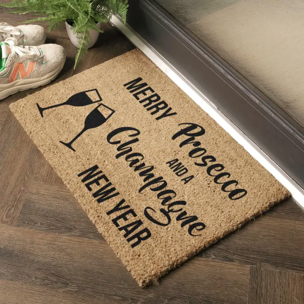 Artsy Doormats Merry Prosecco And Champagne New Year Doormat