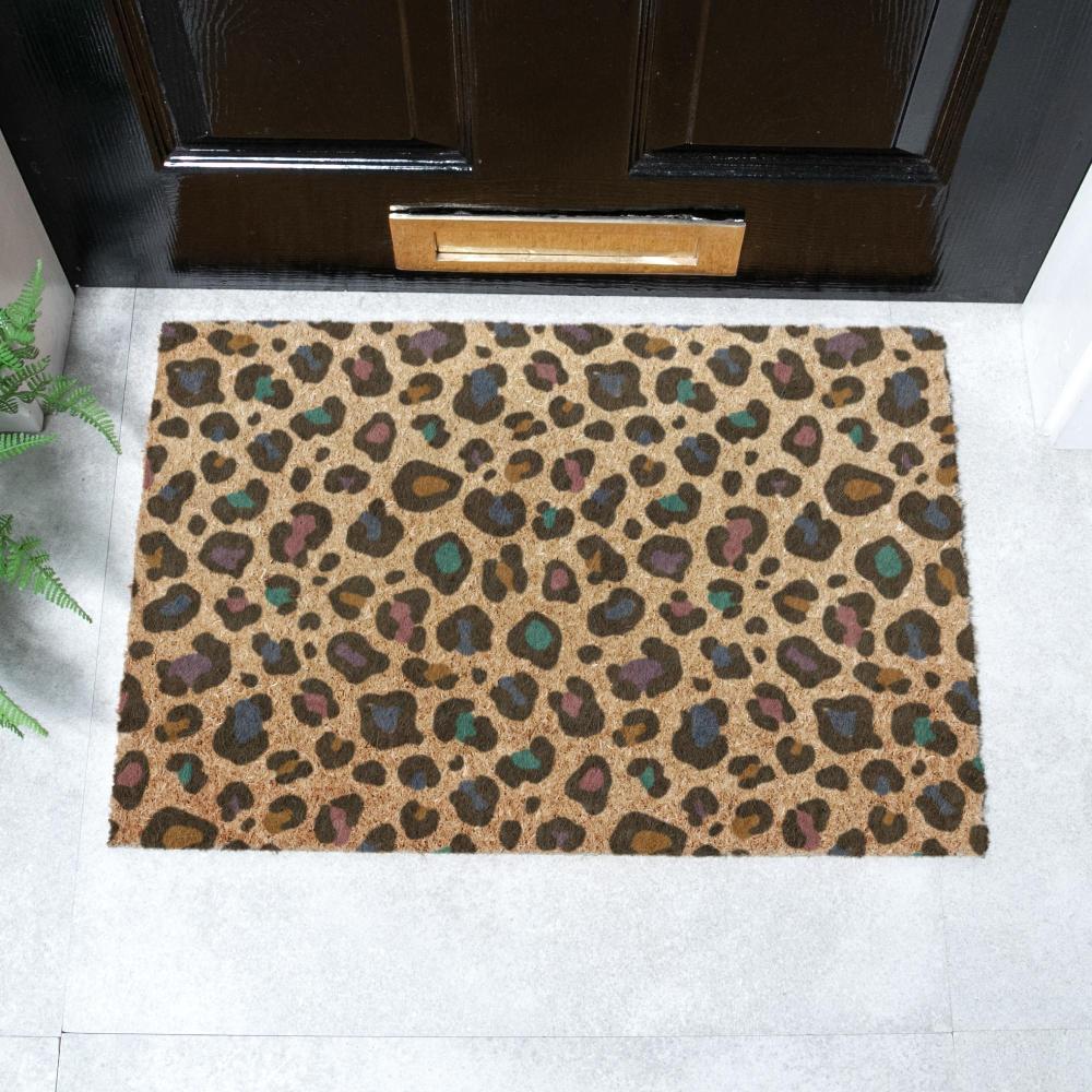 artsy doormats Multi Colour Leopard Print Doormat (60 x 40cm)