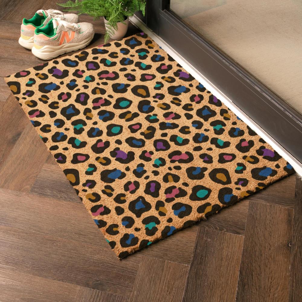 Artsy Doormats Multi Colour Leopard Print Doormat (90 X 60cm)