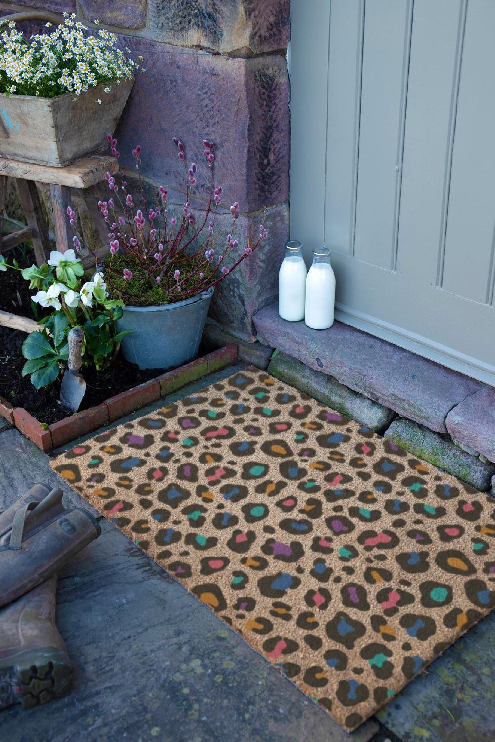 Artsy Doormats Multi Colour Leopard Print Doormat (90 X 60cm)