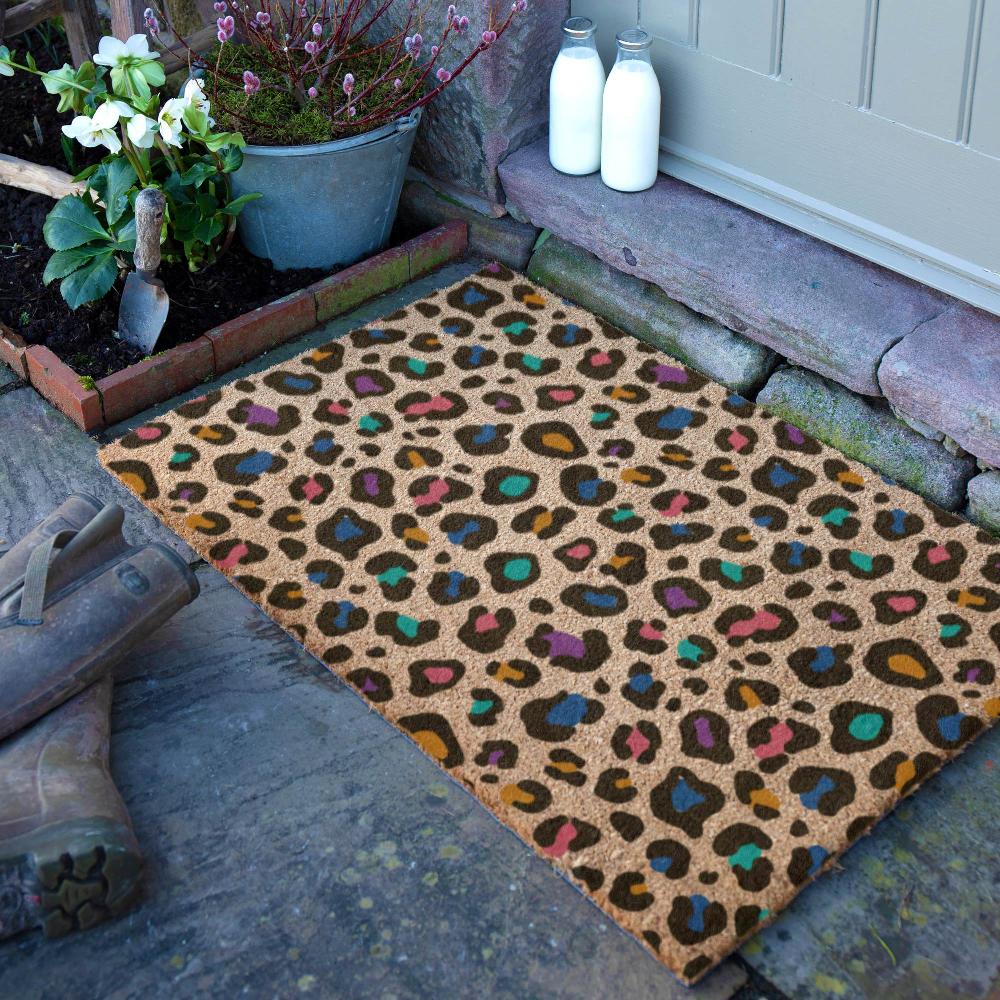 artsy doormats Multi Colour Leopard Print Doormat (90 x 60cm)