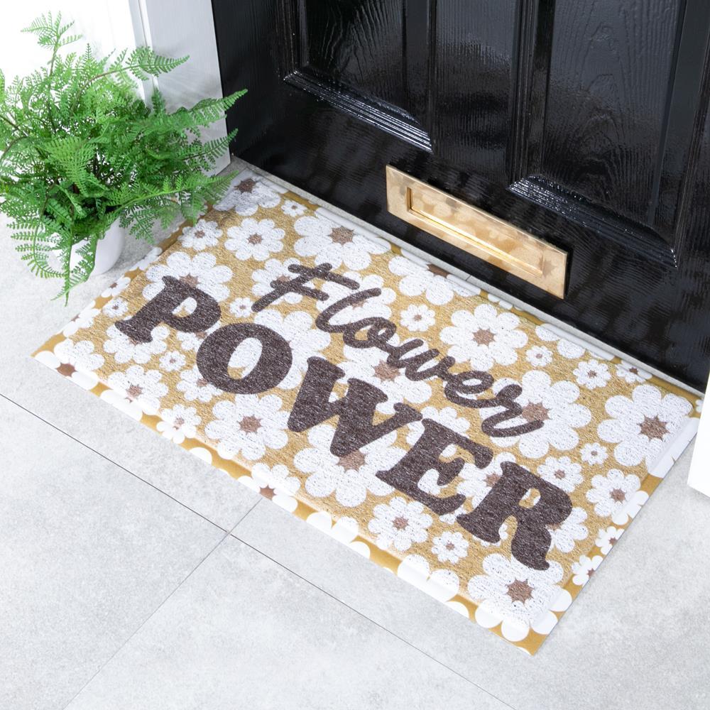 artsy doormats Mustard Flower Power Doormat (70 x 40cm)