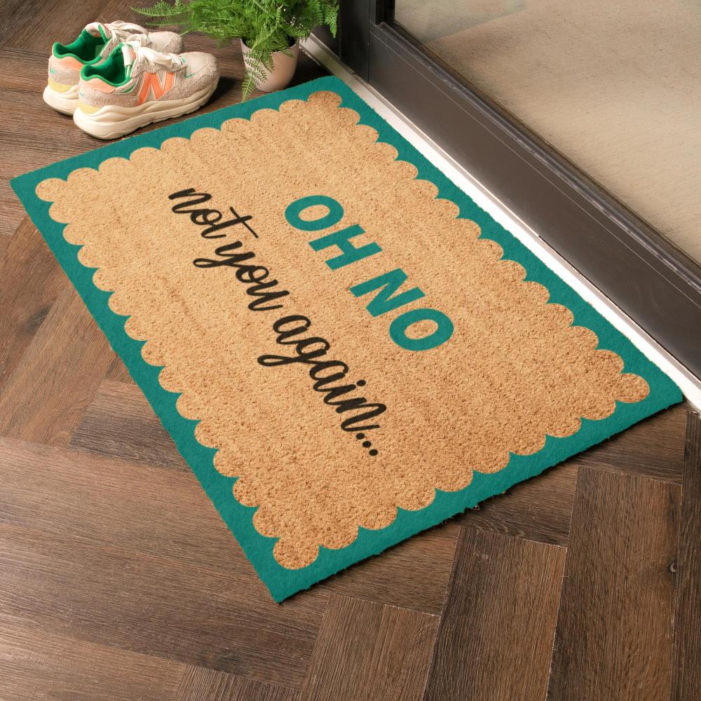 Artsy Doormats Oh No Not You Again Blue Scallop Doormat (90 X 60cm)