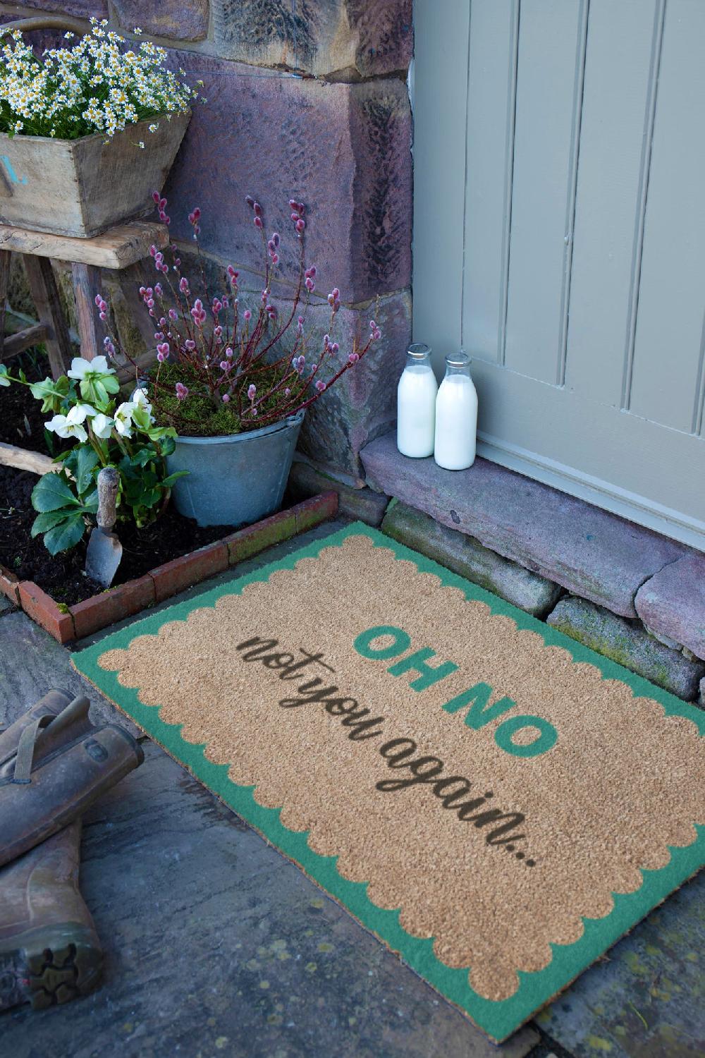 Artsy Doormats Oh No Not You Again Blue Scallop Doormat (90 X 60cm)