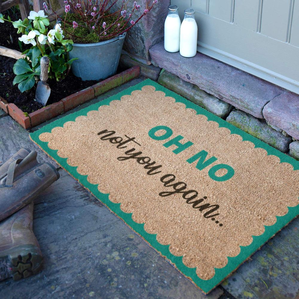 artsy doormats Oh No Not You Again Blue Scallop Doormat (90 x 60cm)