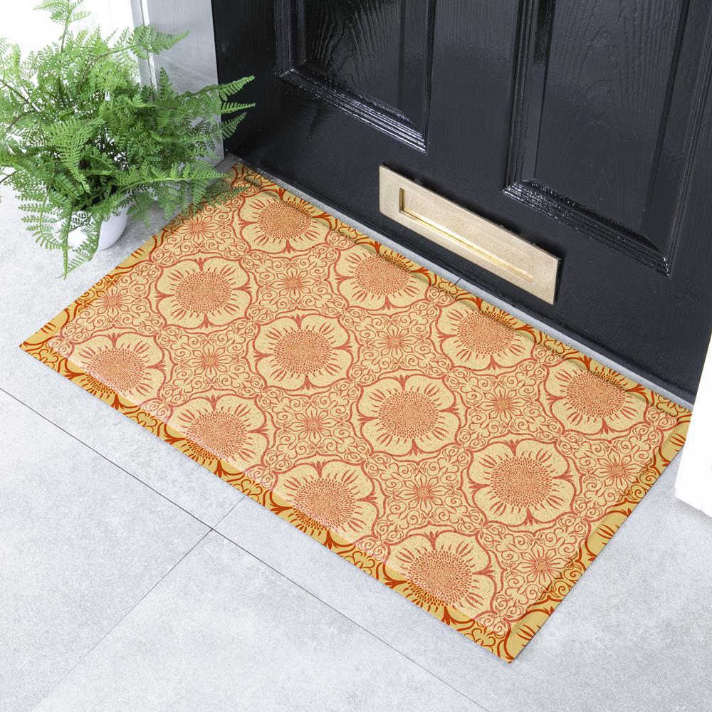artsy doormats Orange Floral Pattern Indoor & Outdoor Doormat – 70x40cm