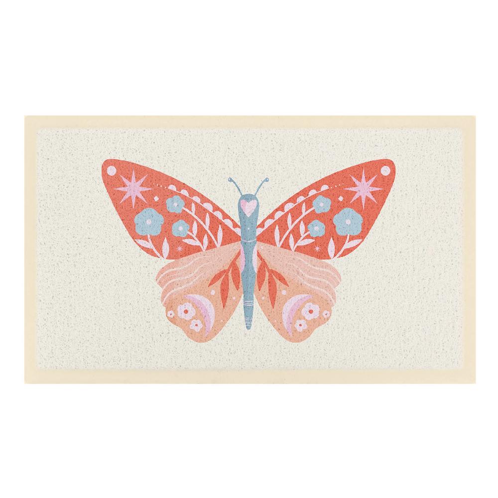 Artsy Doormats Orange Flower Butterfly Doormat X Melissa Donne