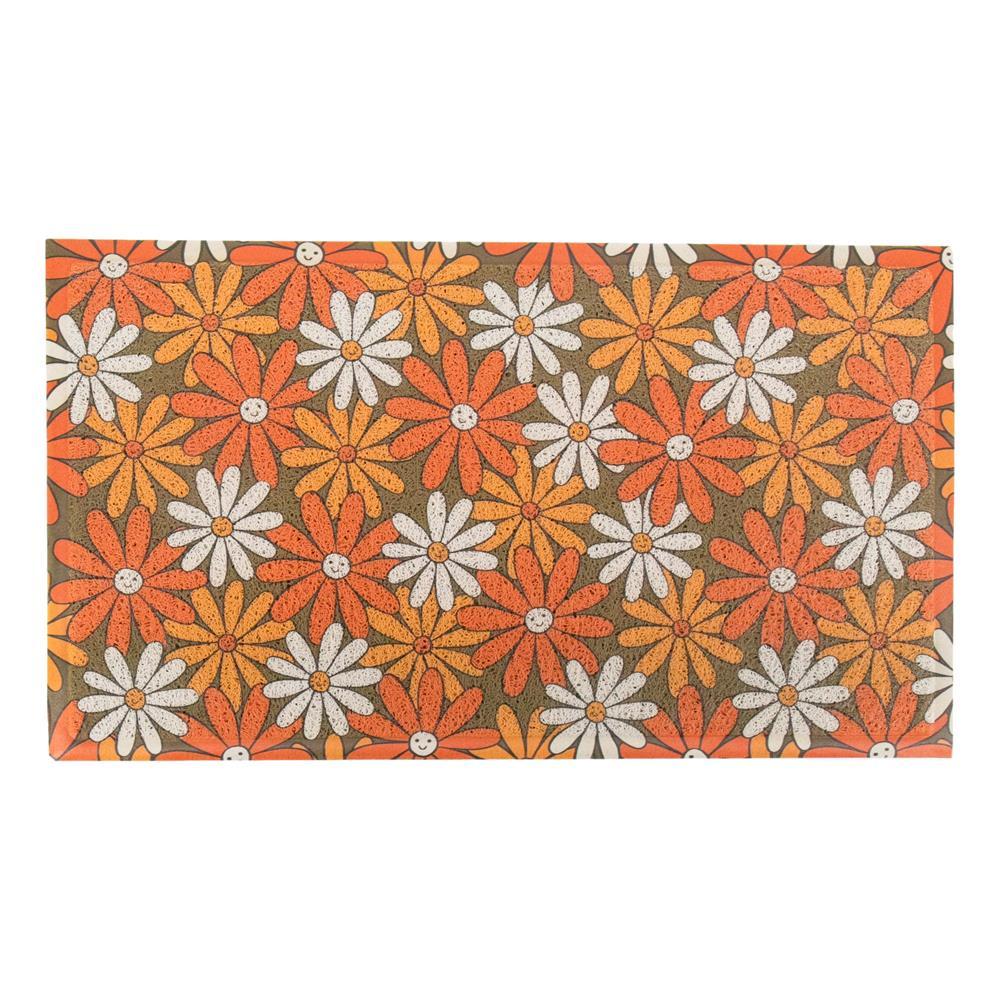 Artsy Doormats Orange Happy Flowers Doormat (70 X 40cm)
