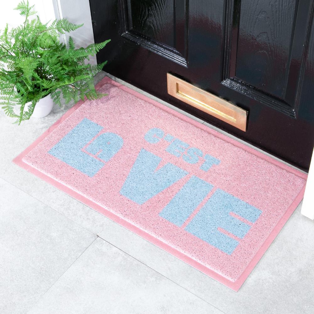 artsy doormats Pink & Blue C’est La Vie Doormat (70 x 40cm)