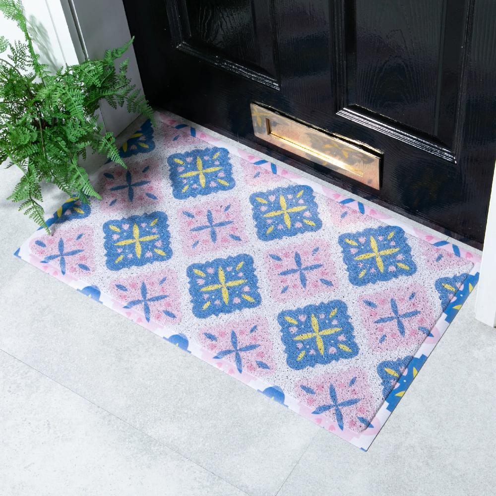 artsy doormats Pink Blue Pattern Doormat x Melissa Donne