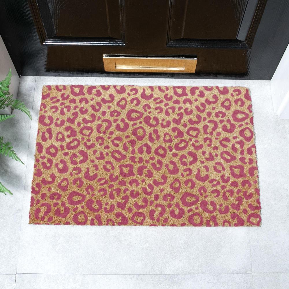 artsy doormats Pink Leopard Print Doormat (60 x 40cm)